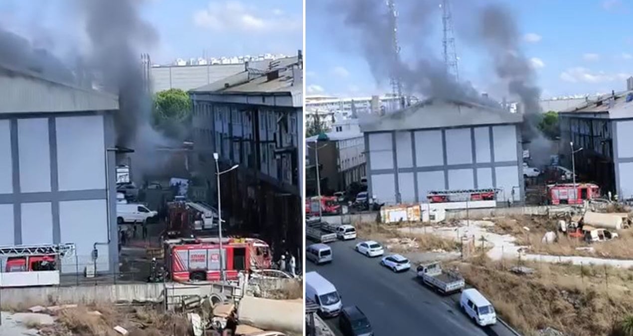 basaksehirde sanayi sitesinde korkutan yangin YGNJv6R4